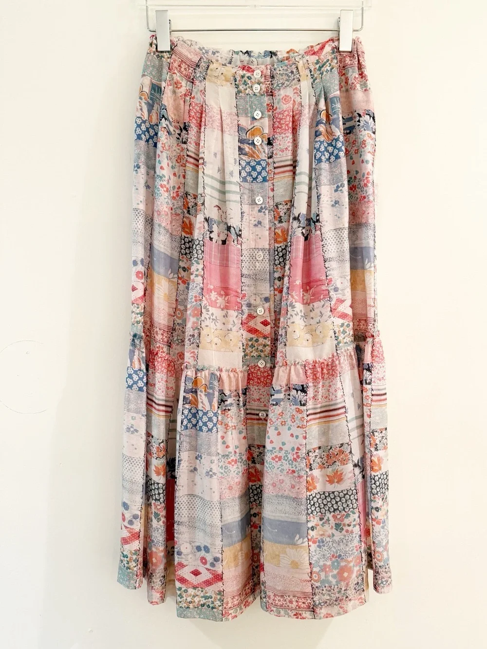 Raquel Allegra Allegra Garden Diary Patchwork Print Midi Skirt - Picture 12 of 13